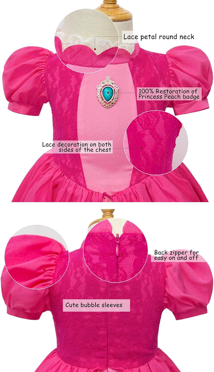 Princess Costume for Girls Kids Movie Cosplay Dress Up Outfit Halloween Christmas Birthday Party - Image 3