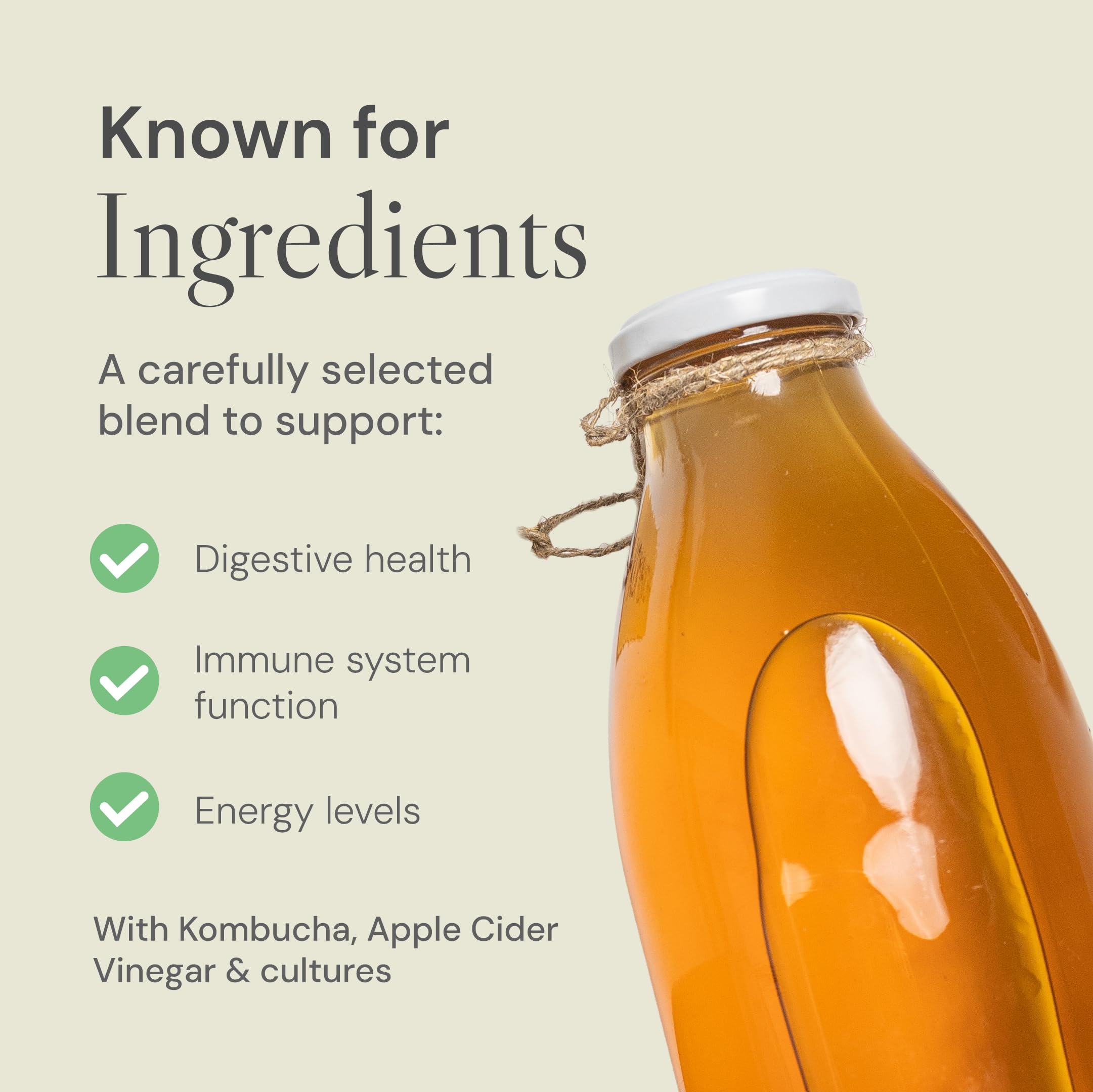 Gummies Délicieux Kombucha Known – Vinaigre de Cidre, Bactéries Amies de l’Intestin & Vitamines B – Saveur Pomme – 60 Gummies Vegan, 1 Mois