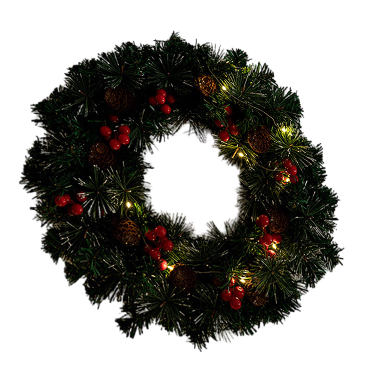 Buxuaaaa Christmas Wreath Decorations for Front Door with Berries Pinecones Pine Needle Door Wreath for Home Wall Window Porch Pinecones