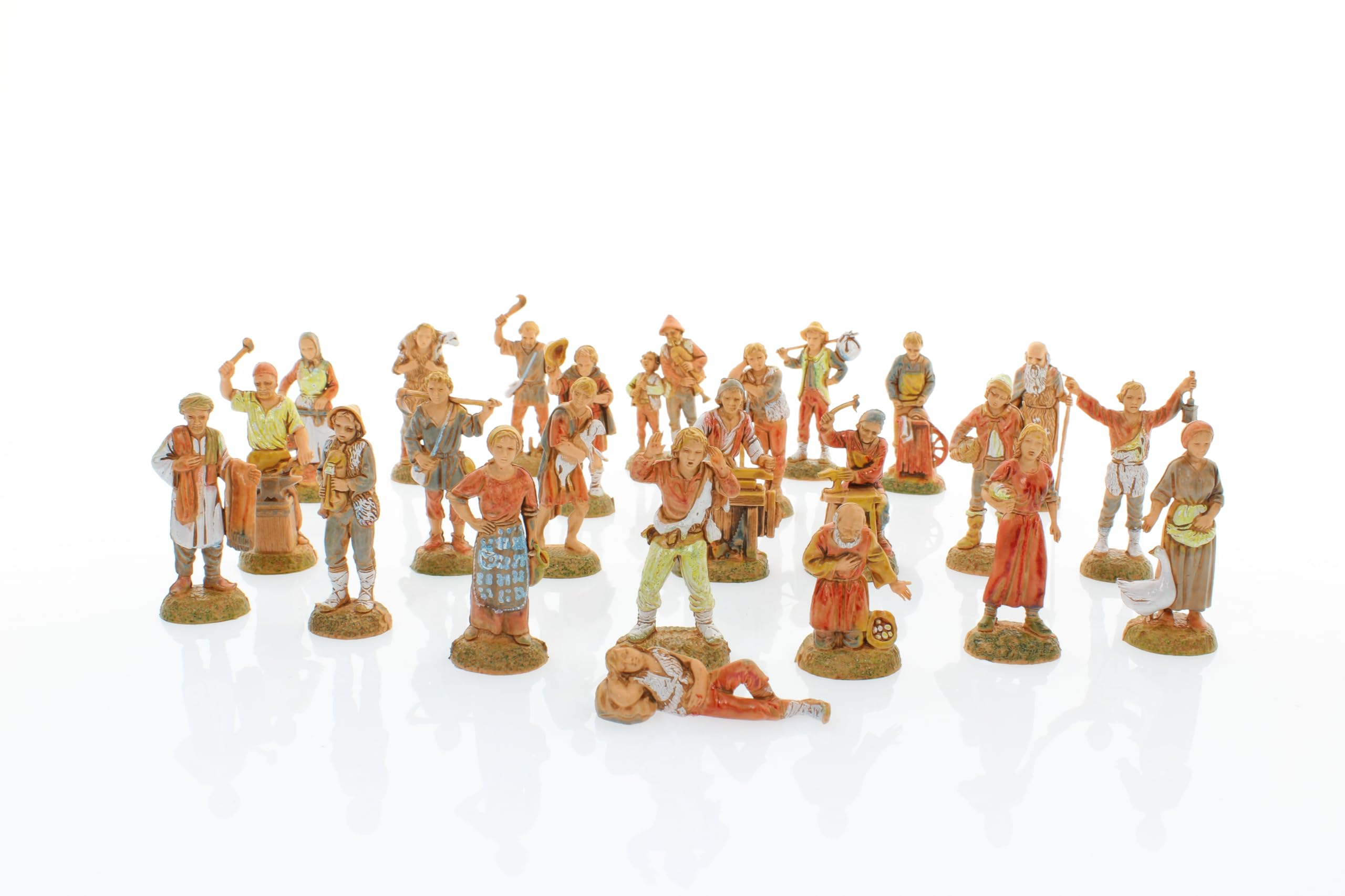 Moranduzzo Gruppo Pastori 24 Personaggi per Presepe da 6 cm – MINI 6 – Scala 1:32 – Statuine Indistruttibili Rifinite a Mano, Scultore M. Landi, Made in Italy