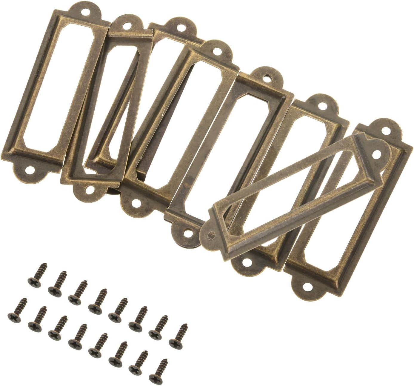 MroMax 8Pcs Metal Label Frame, 60 x 17mm Antique Bronze