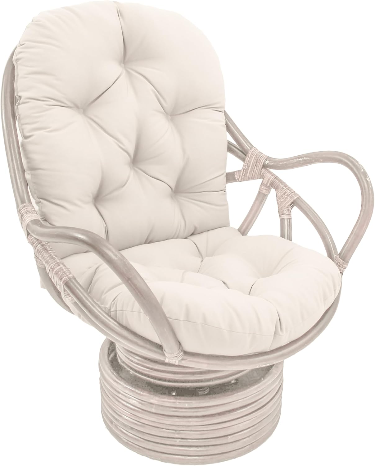 Blazing Needles Solid Twill Swivel Rocker Chair Cushion, 48" x 24", Natural