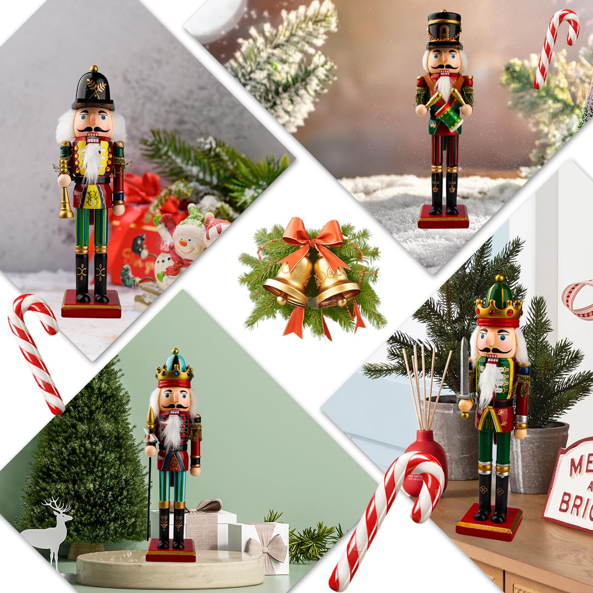 2025 Grande Soldato Schiaccianoci di Natale in Legno, 2 Pezzi 30cm Schiaccianoci Natalizi Soldatino Tradizionale Fatto a Mano, Figure Classiche Decorazioni Natale Soldato (B)