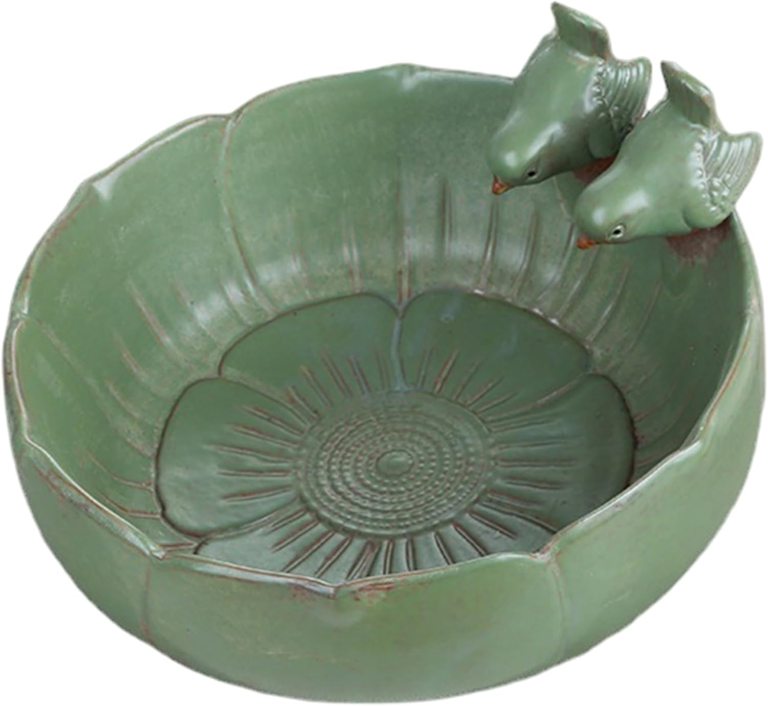 Bird Bath Bowl, 8.3x4.7 Inch Ceramic Bird Feeder, Vintage Garden Bowl, Outdoor Decor for Garden, Aquarium, Backyard, Indoor