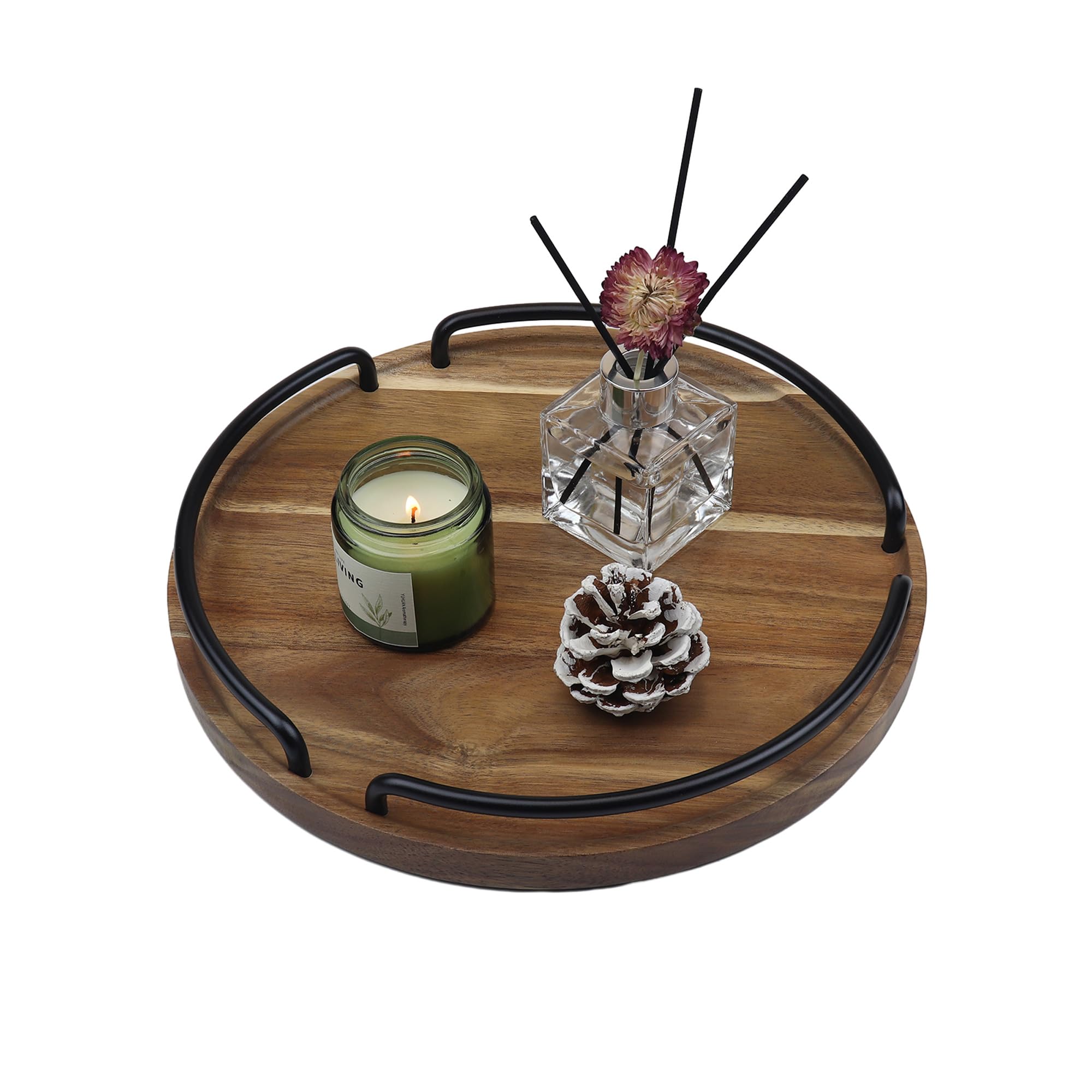 Round Wooden Serving Tray 12 Inches