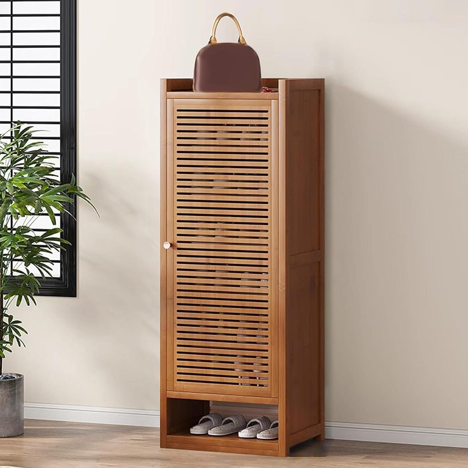 Armarios de Zapatos de Madera, Puertas con Paneles, estantes Ajustables, armarios de Zapatos Independientes Modernos, para áreas de Entrada, pasillos,6 Tiers