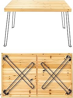 Sleekform Wooden Folding Dining Table for 4 - Farmhouse Kitchen Table with Collapsible Hairpin Legs - Small Foldable Tables for Small Dining Room Spaces - 4 ft Portable Wood Kitchen Tables - Birch