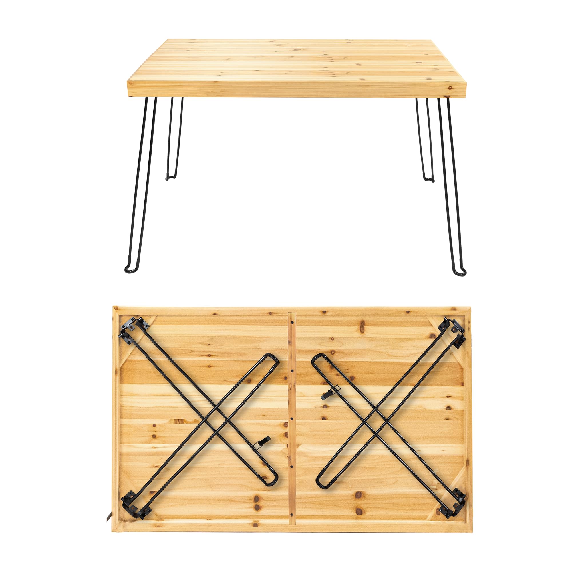 Sleekform Wooden Folding Dining Table for 4 - Farmhouse Kitchen Table with Collapsible Hairpin Legs - Small Foldable Tables for Small Dining Room Spaces - 4 ft Portable Wood Kitchen Tables - Birch