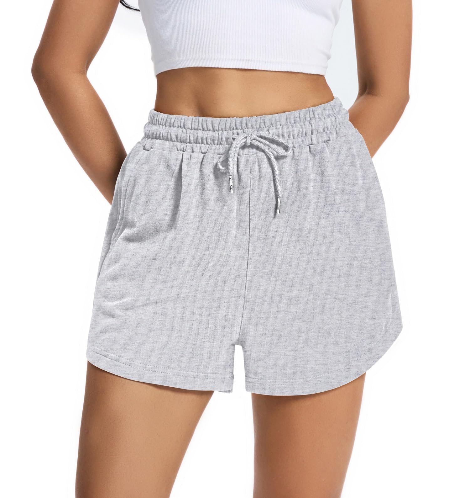 Women's Sweat Shorts Comfy Lounge Running Shorts Gym Summer Casual High Waisted Athletic Shorts with Pockets
