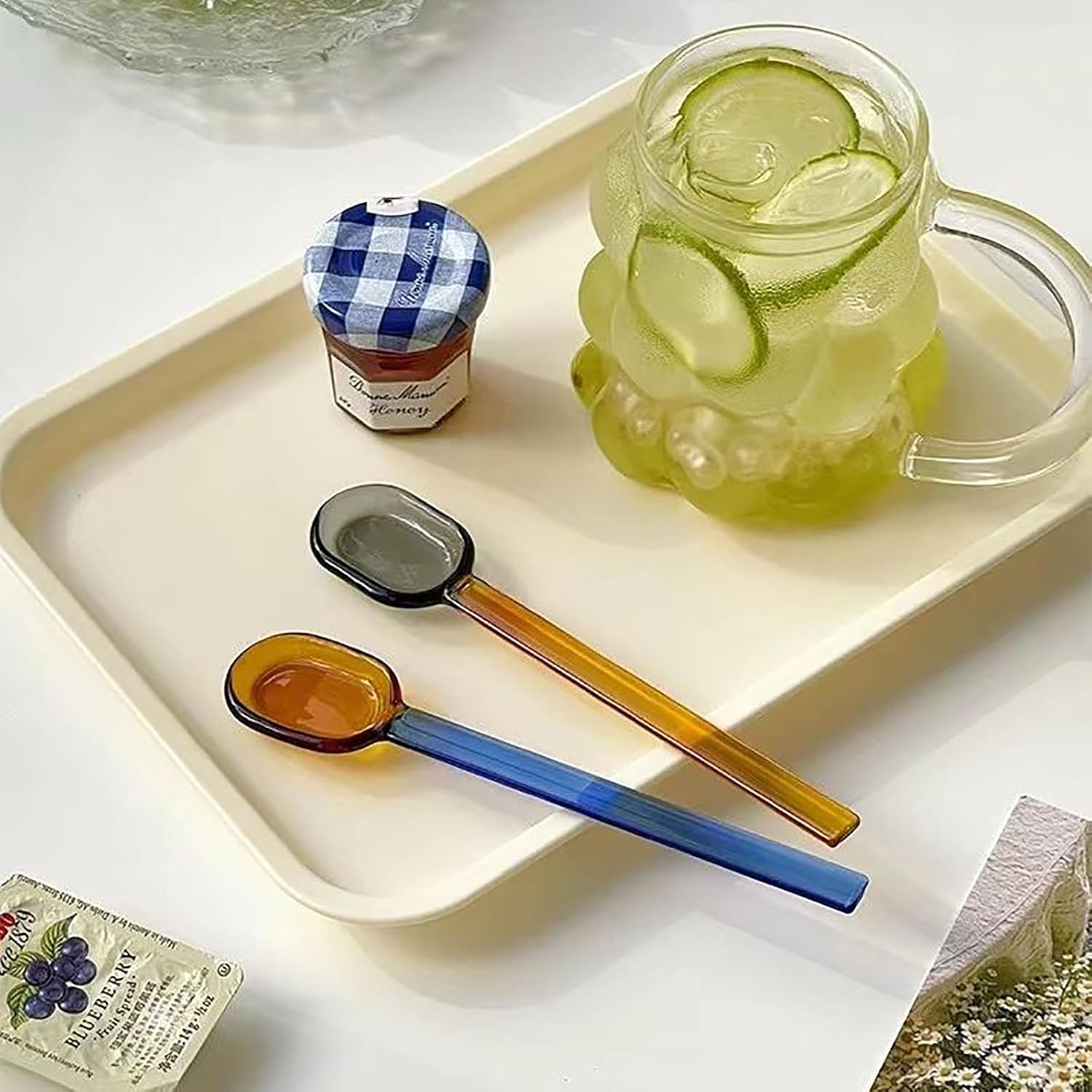 5 Pieces Coffee Spoons, Glass Coffee Stirring Spoon, Espresso Stirring Spoon, Coffee Teaspoons, 6inch Coffee Stirrers for Tea Cocktail Milkshake Cold Drink Home Bar Party - Image 4