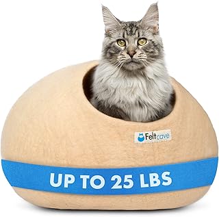 Feltcave Cat Cave Bed - Handmade 100% Wool Cat Bed, Eco-Friendly Cat Pod, Felt Cat Caves for Indoor Cats and Kittens