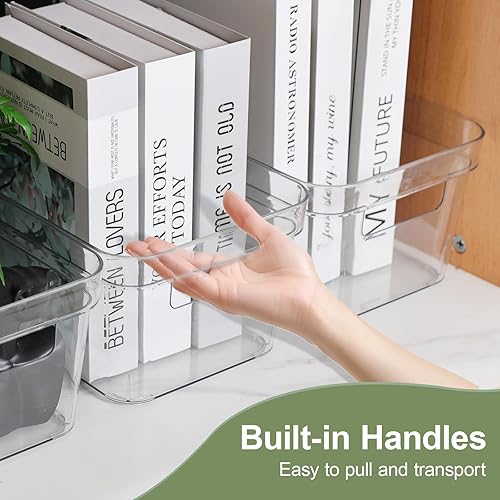 Miniatura 6 de MOONEDGE Paquete de 2 contenedores de almacenamiento de plástico transparente con tapas, almacenamiento rectangular para mascotas y organizadores,