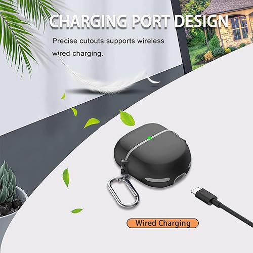 Miniatura 17 de Miimall Funda compatible con Bose QuietComfort Earbuds II, bloqueo seguro actualizado, llavero antipérdida, LED frontal visible, funda protectora