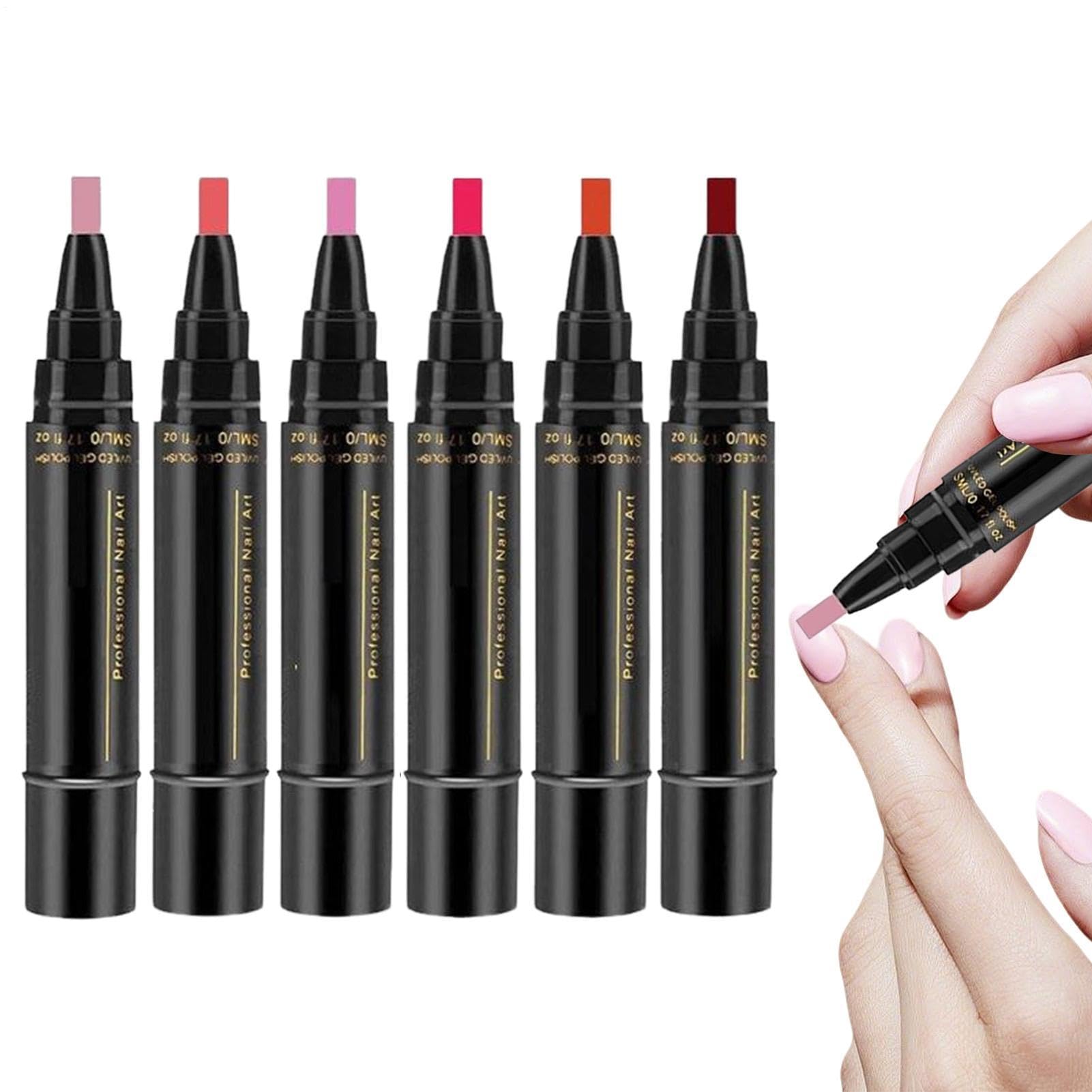 Pennarelli per unghie ad asciugatura rapida, 6 pezzi, strumenti per manicure durevoli, pennarelli per smalto gel, punta fine da 0,7 mm, impermeabili, senza lampada UV, per bambini, donne, adolescenti