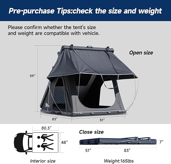 Solar Panel Rooftop Tent Hard Shell with Winter Thermal Layer
