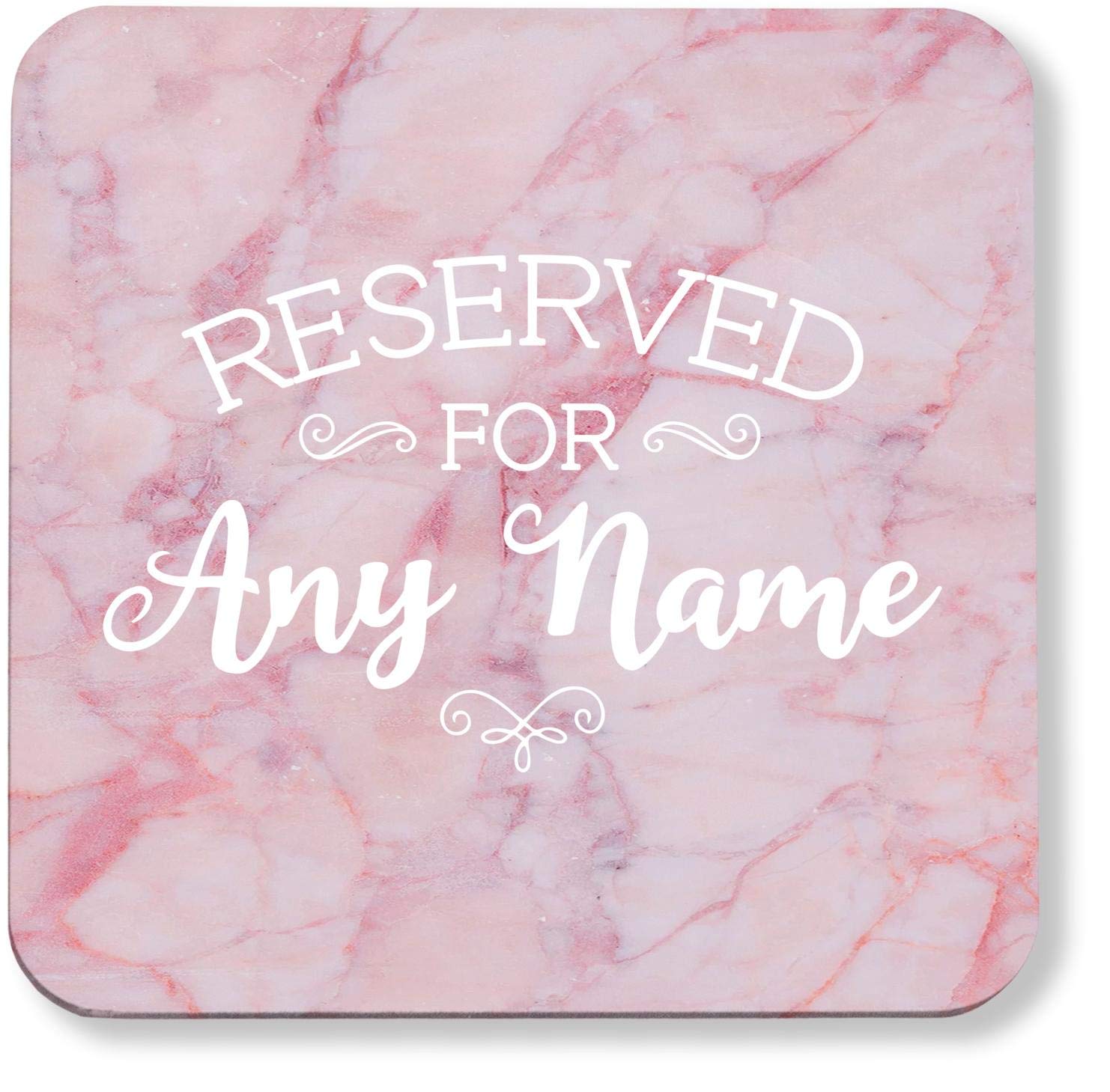 Hippowarehouse PERSONALISED reserved for any name printed coaster gloss finish durable backing 9cm x 9cm 2 pack