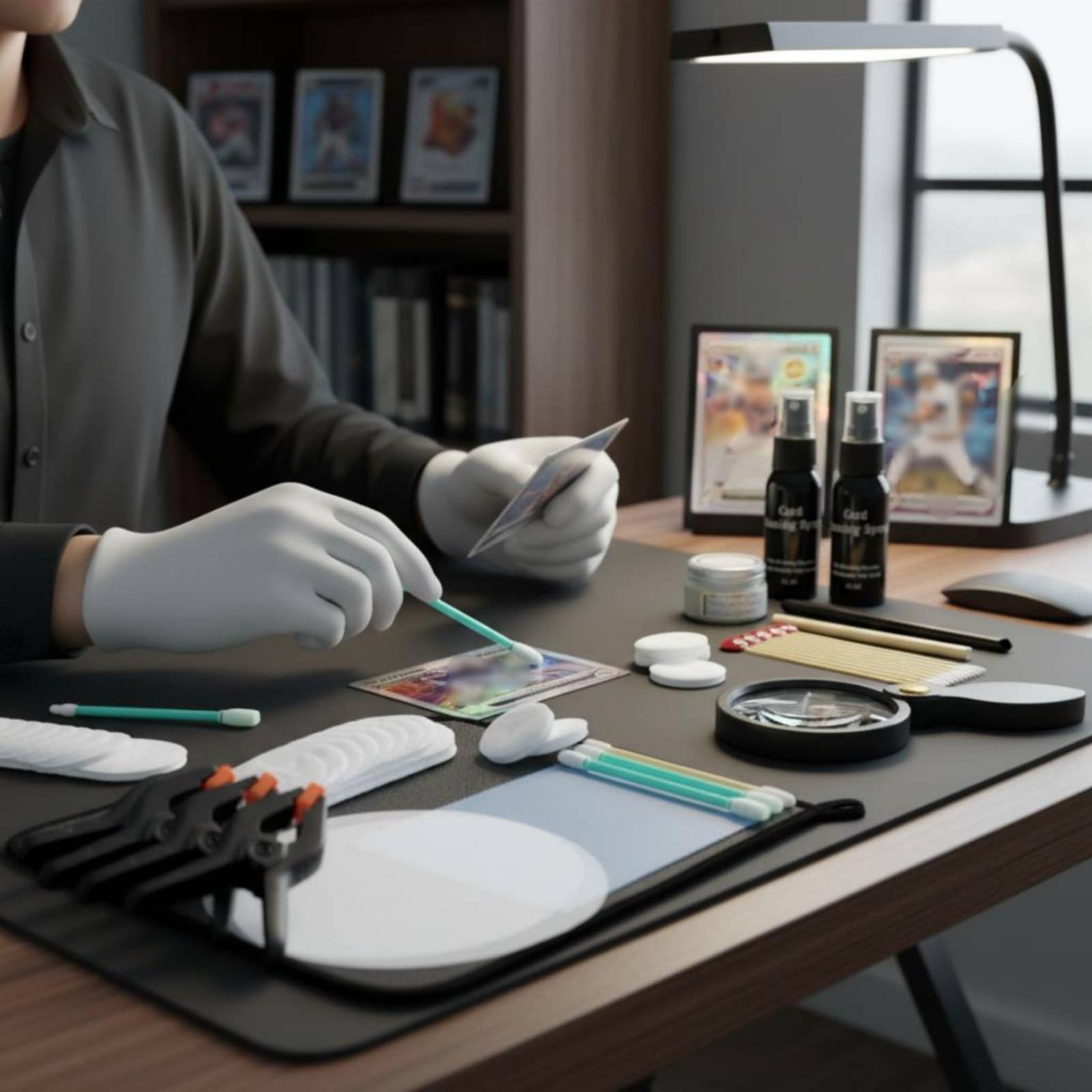 Gralara Kit Pulizia e Lucidatura Carte Microfibra Fine, Kit Pulizia Carte Collezionabili Organizzato, Attrezzatura Hobby per Casa
