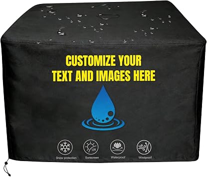 QYH Custom Size Dust Cover, Waterproof Made-to-Measure Cover with Logo Text