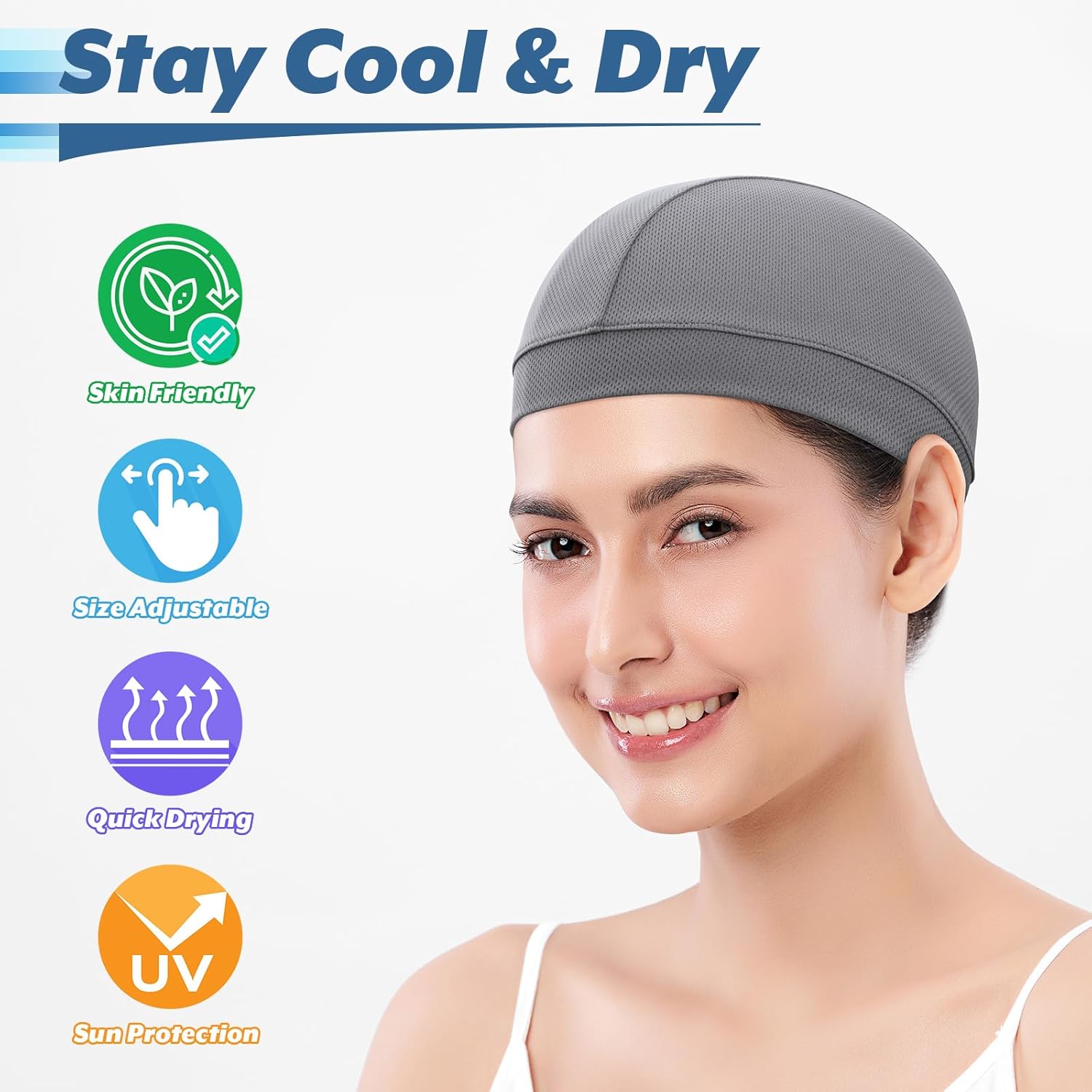 Cosmos 3 Pcs Cooling Skull Cap Helmet Liner Beanie Mesh Cycling Hat Head Wrap Under Helmets Motorcycle Hard Hat for Men Women - Image 4