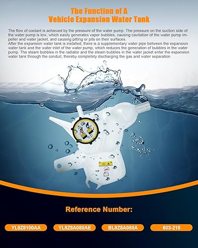 Miniatura 4 de Tanque de depósito de refrigerante con tapa compatible para Ford 2001-2012 para Escape 2001-2006 2008-2011 para Mazda para Tribute, tanque de