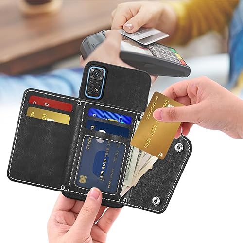 Miniatura 3 de Asuwish Funda de teléfono para Xiaomi Redmi Note 11S11 4G Wallet Cover con protector de pantalla de vidrio templado y soporte para tarjeta de