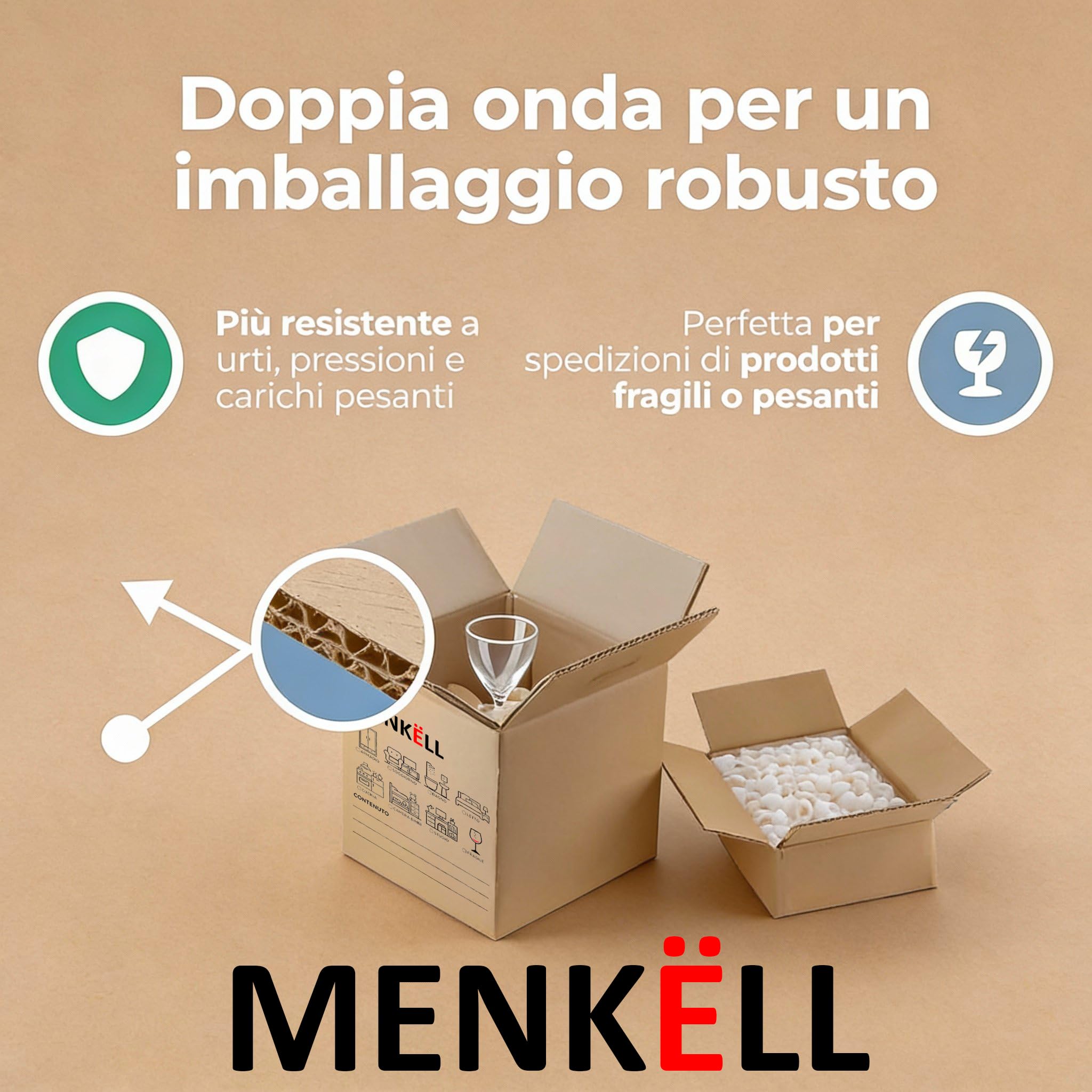 Scatoloni per Trasloco 60x40x40 cm 15 Pezzi Cartone Doppia Onda per Oggetti Fragili Spedizioni Imballaggi Trasporti 20kg