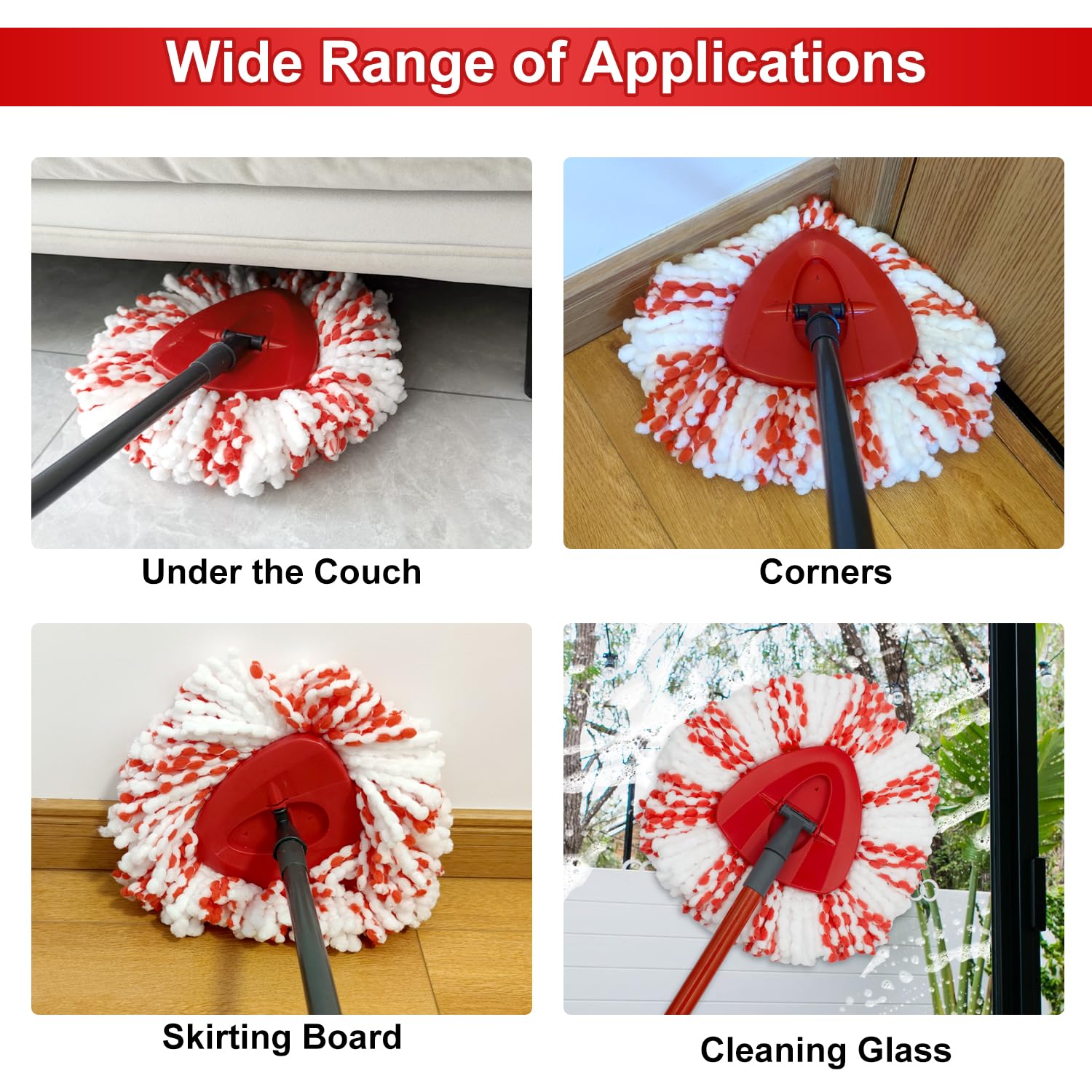 Paquete de 3 recambios mejorados de limpieza profunda compatible con el sistema de fregona y cubeta O Ceda EasyWring Spin Mop y Bucket de microfibra para Oceda Easywring 1 sistema de fregona de giro,