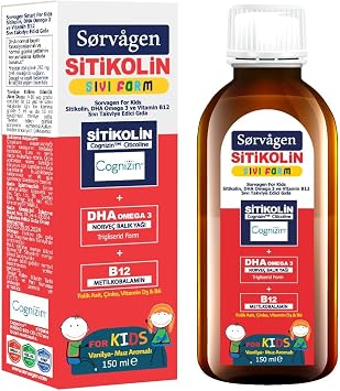 Sorvagen Kids Sıvı Form - Sitikolin DHA Omega 3 Norveç Balık Yağı ve B12-150 ml