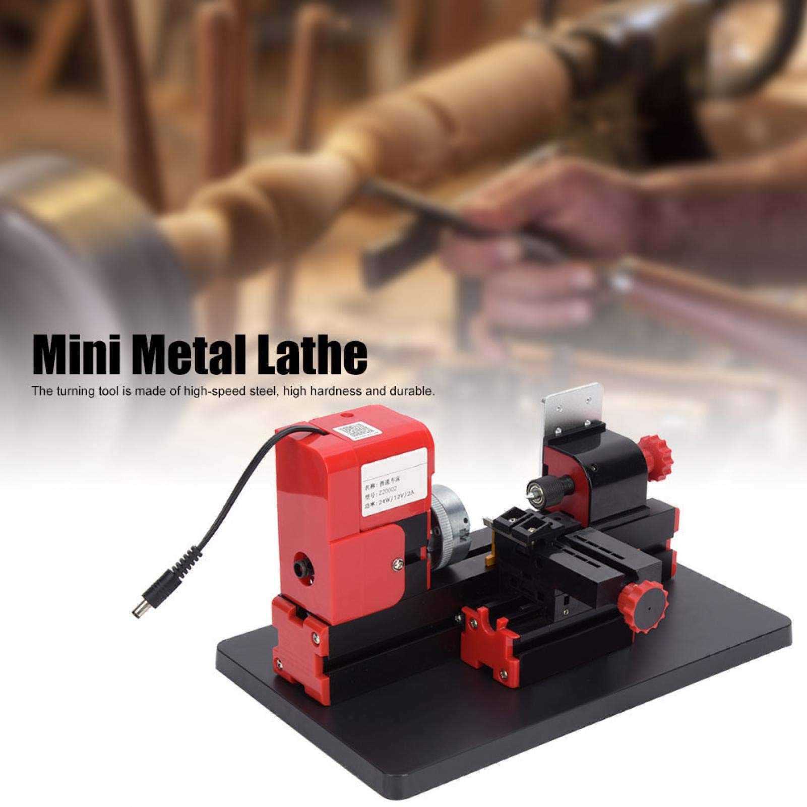 Torno de torneado de metal flexible, amplia gama de aplicaciones, mini máquina de torno motorizada de protección múltiple, estable y duradera para procesar plásticos de ingeniería de madera