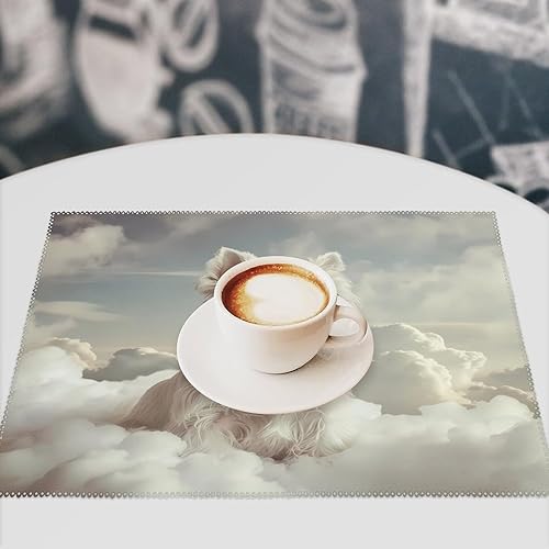 Miniatura 7 de Terrier Dog Angel - Juego de 6 manteles individuales resistentes lavables para decoración de mesa de cena y fiesta