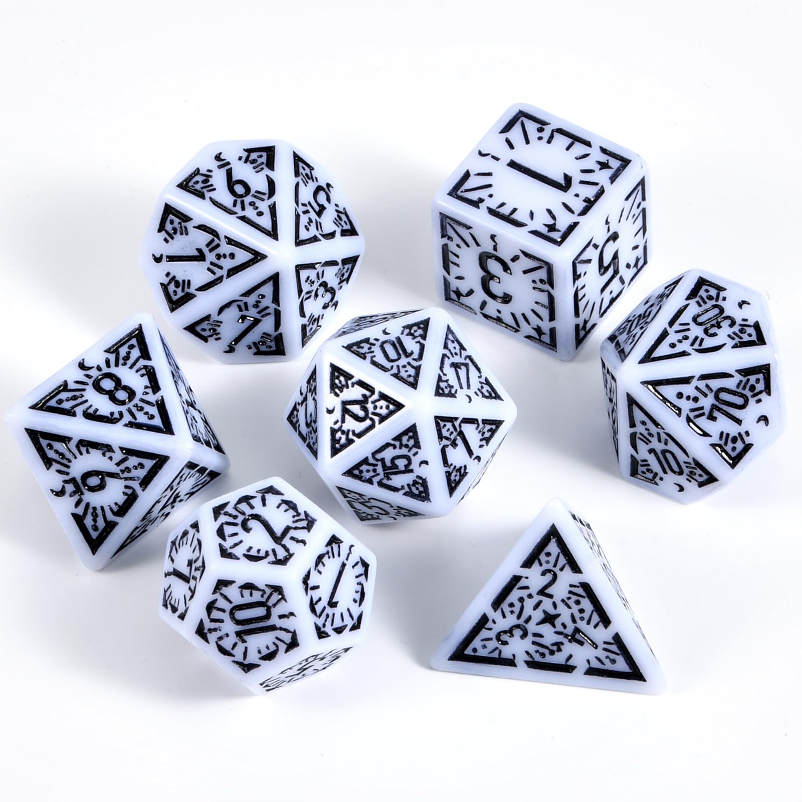 Dadi DND Retrò per Dungeons e Dragons - Set di Dadi D&D da Gioco con Dadi Bian