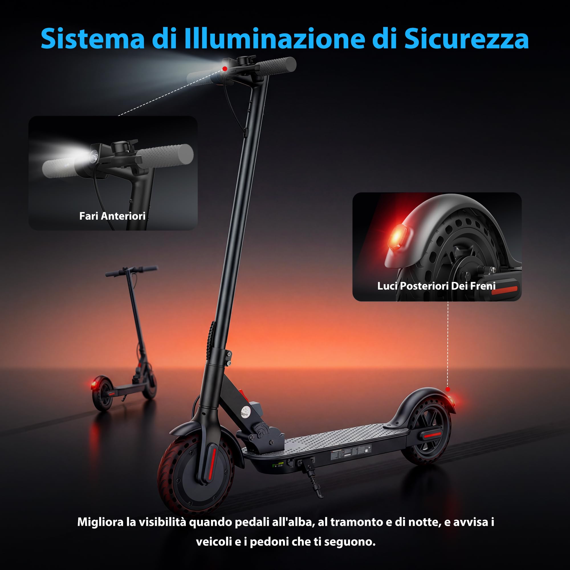 W3C Monopattino Elettrico Adulto, Pieghevole Scooter Elettrico, Velocità Fino a 25 Km/h, 25-35Km di Autonomia, Motore da 500W, 8.5" Pollici a Nido D'ape Resistente All'usura