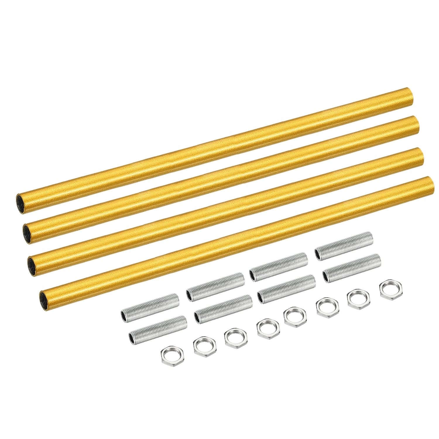 MECCANIXITY Threaded Extension Rod, 9.8" Lamp Pipe with Connector Light Fixture for Pendant Light Island Lighting Chandeliers Stems, French Gold 4 Set