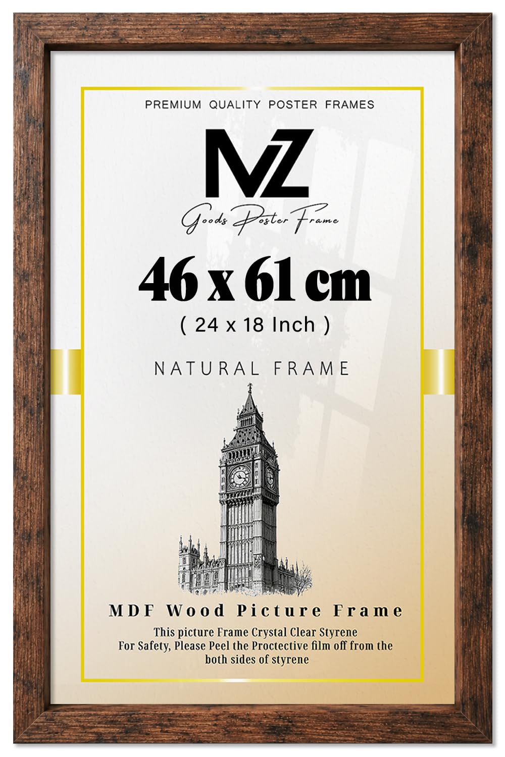 MZ GOODS | Medium 1' 6" x 2' 0" Rustic Poster Frame (46 x 61 CM) - Bedroom, Dining Room or Hallway House Decoration 24 x 18 Inch [ Rustic ]