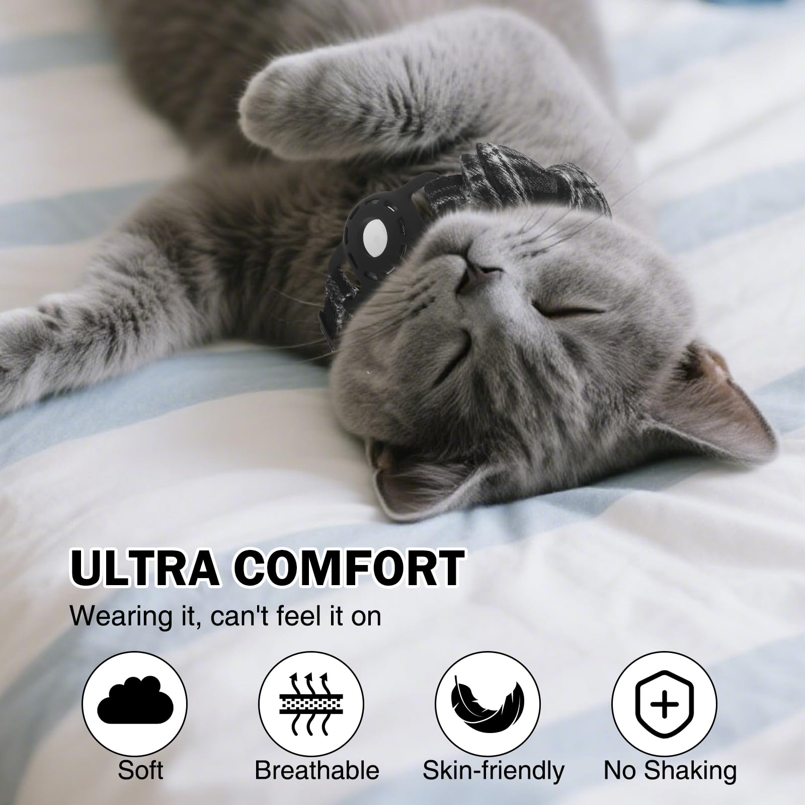 Collar de gato Airtag con campanas y pajarita, bonita banda elástica de seguridad ajustable, collares para mascotas con soporte impermeable para Airtag, collares de gato con rastreador GPS