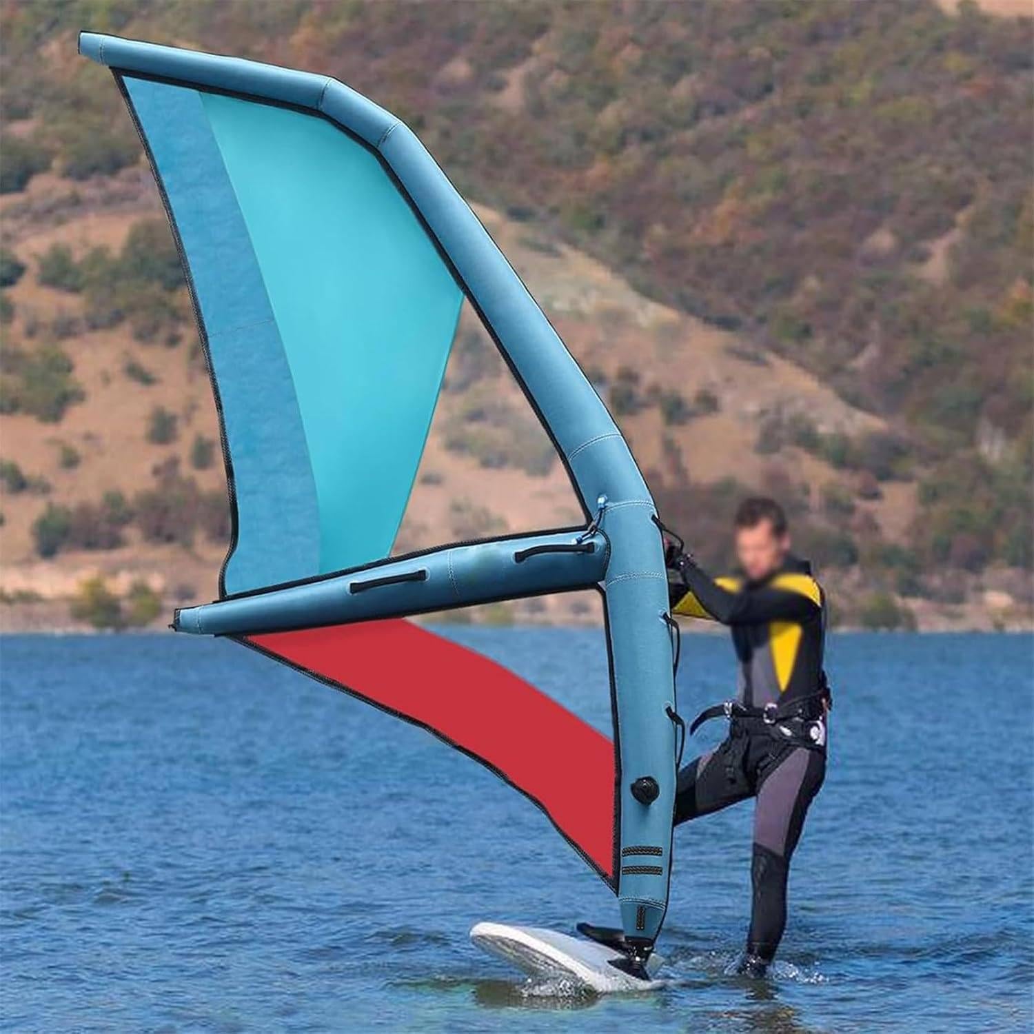 Vela Sup Portátil con Doble Cámara y Ventana Transparente 2.2m | Elige 2,2, 3,2, 4,2 O 5,2 M²; Base Articulada, Bomba, Mochila Y Leash; Tabla De Paddle Surf No Incluida, Para Windsurf