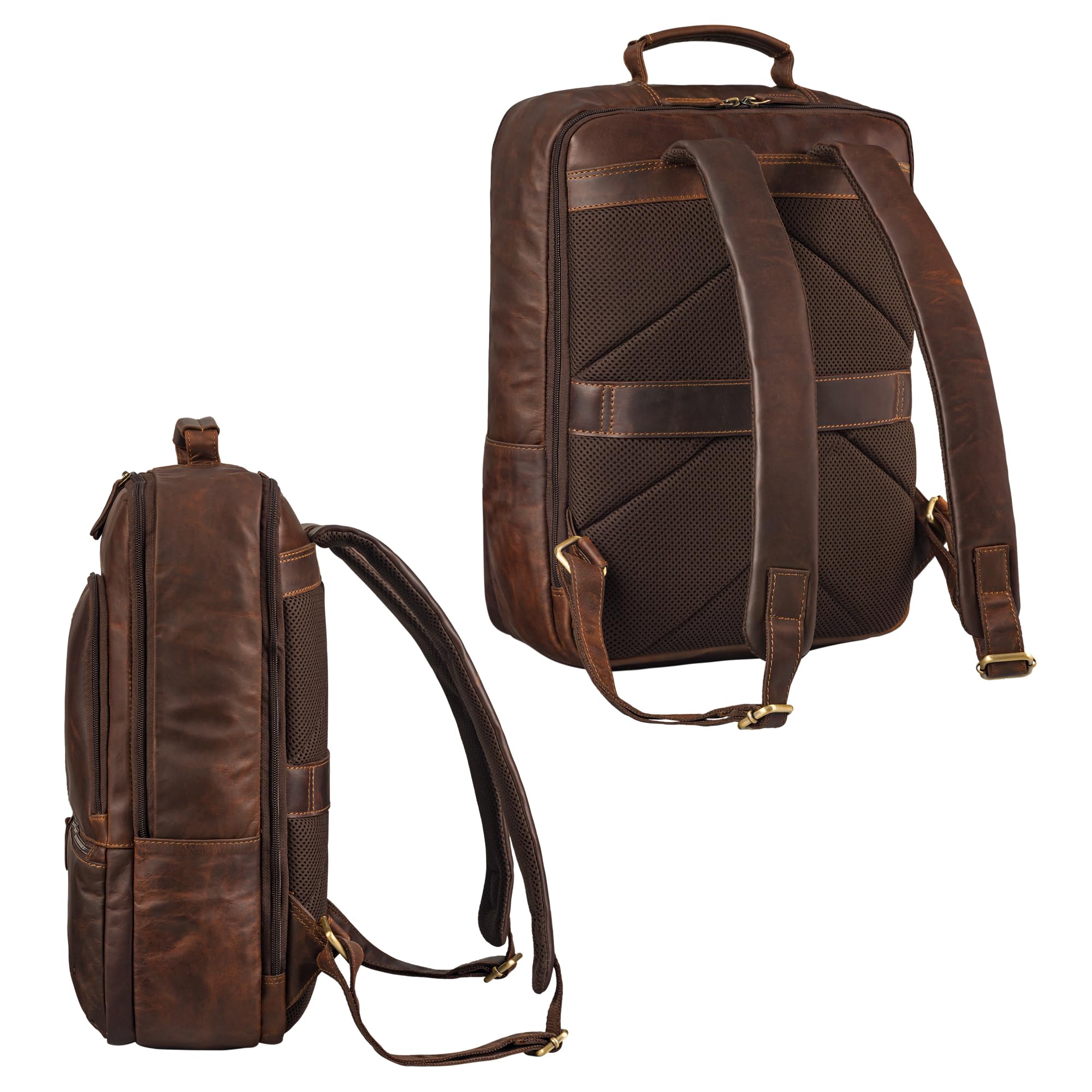 STILORD Forest Mochila para portátil de 15,6 Pulgadas Mochila de Cuero Mochila de Cuero de Negocios Mochila para Hombre XL para A4 Amplia Carpeta Mochila de día Color:Cognac marrón Oscuro