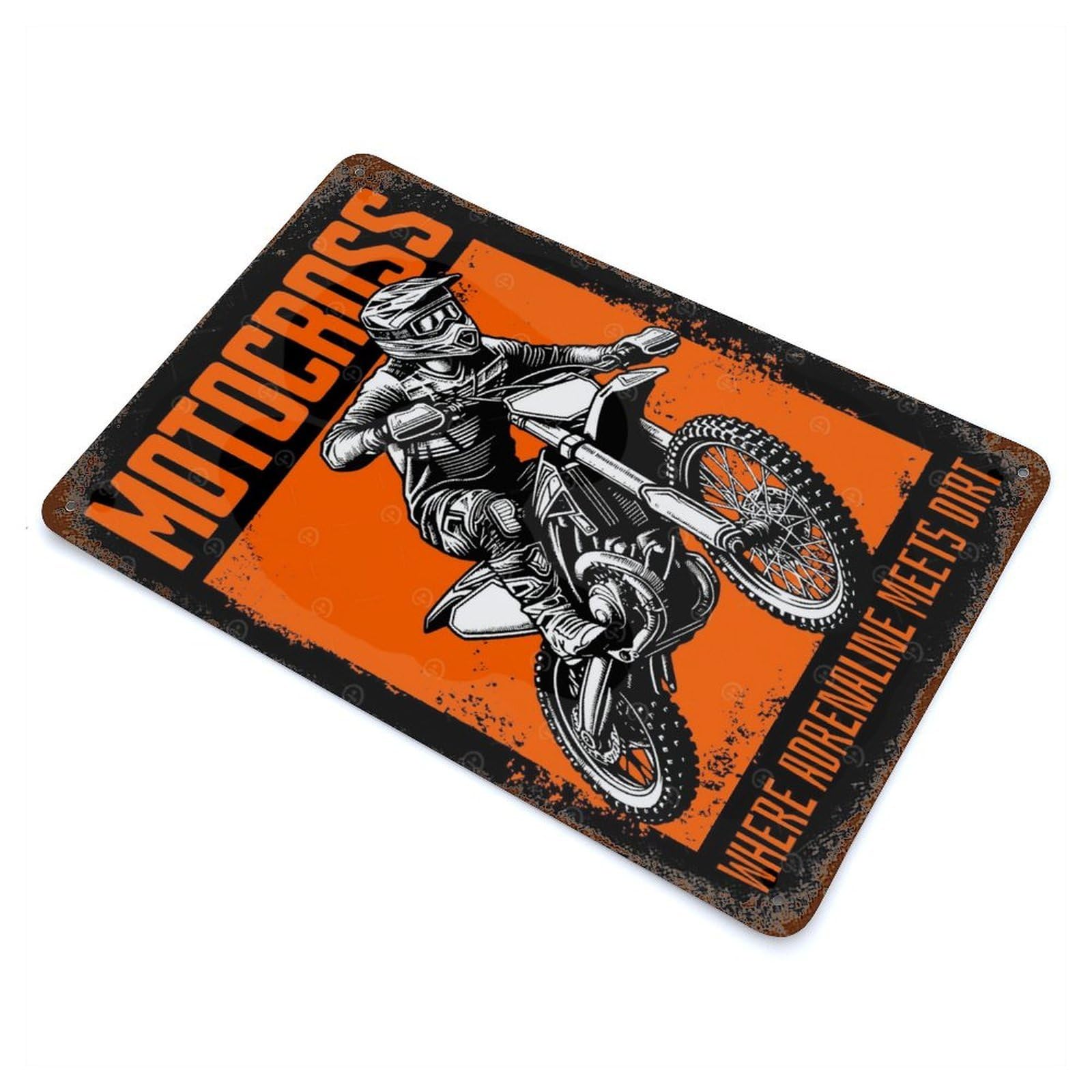 Motocross Quote Pop Art Distressed Metal Wall Sign 11.8"x7.9", for Garage, Bar And Workshop Decor, Decorative Metal Wall Art
