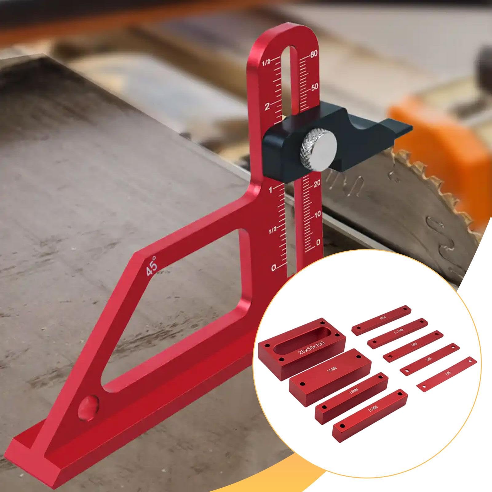 9 Pièces Blocs de Réglage pour Outils de Menuiserie Aluminium Alliage Jauge de Hauteur Kit d'Installation Outil de Mesure Remplacement Adapté à