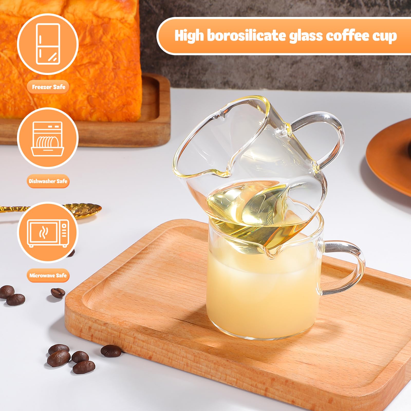 Cabilock Cute Espresso Cups Lids 2 Pack Glass Mugs Insulated Tea Mugs for Coffee Tea Lovers