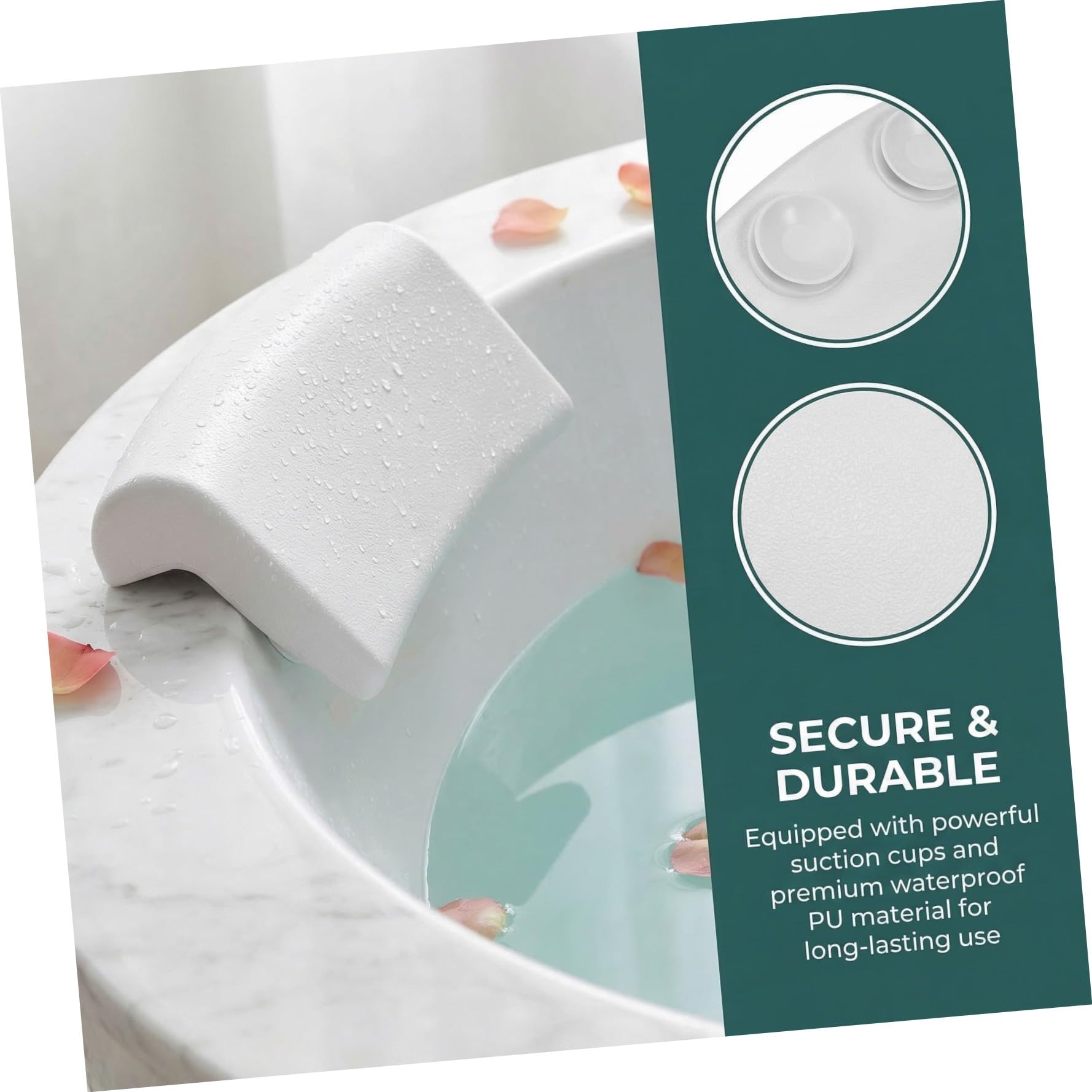 POPETPOP Cuscino da Vasca da Bagno in Pu Design a Ventosa per Fissaggio Facile, Confortevole e Funzionale, Adatto per Uso Domestico in Bagno Bianco