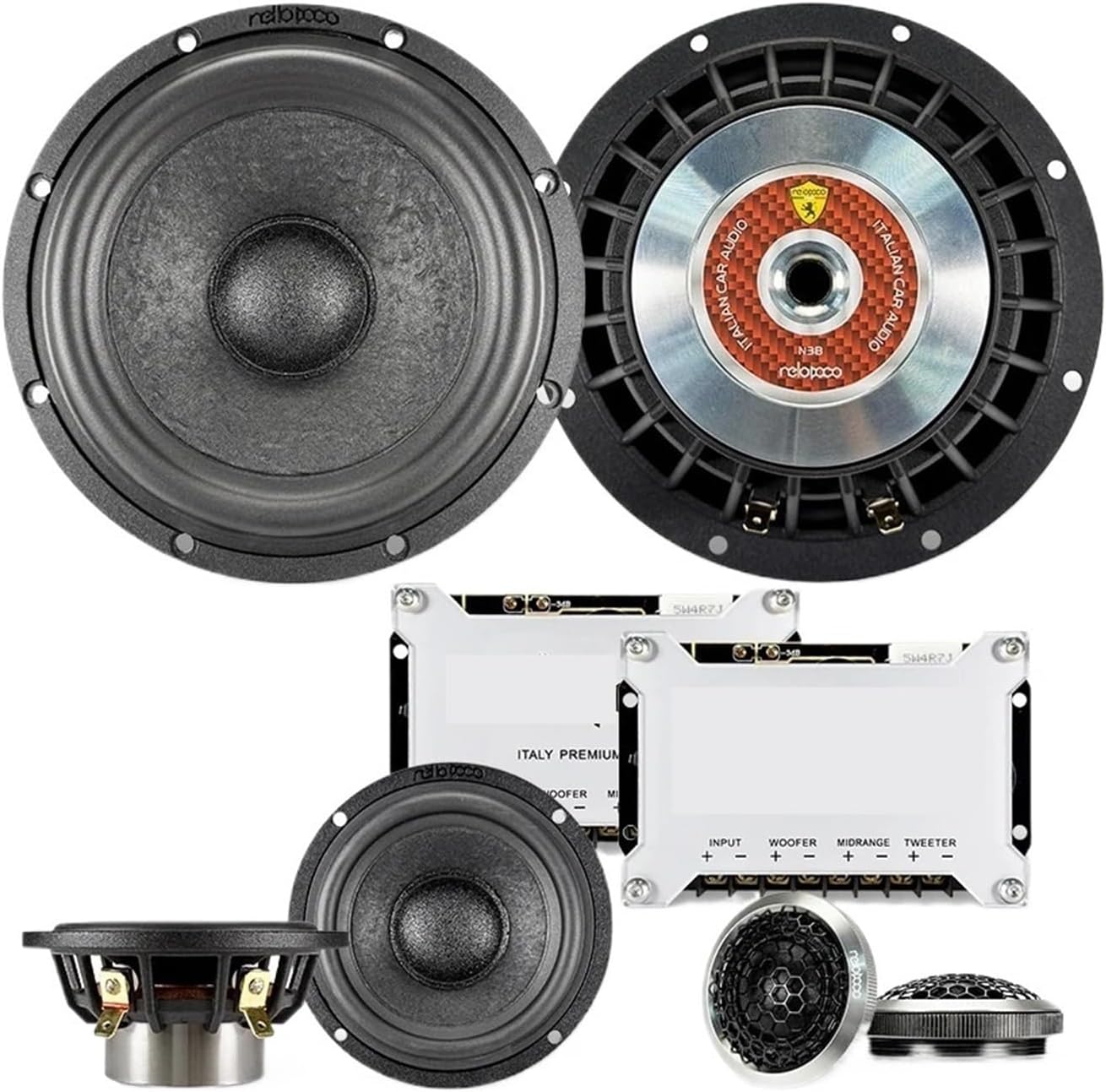 6.5" 3-Way Component Speaker System with Crossover for Premium Sound System Upgrade