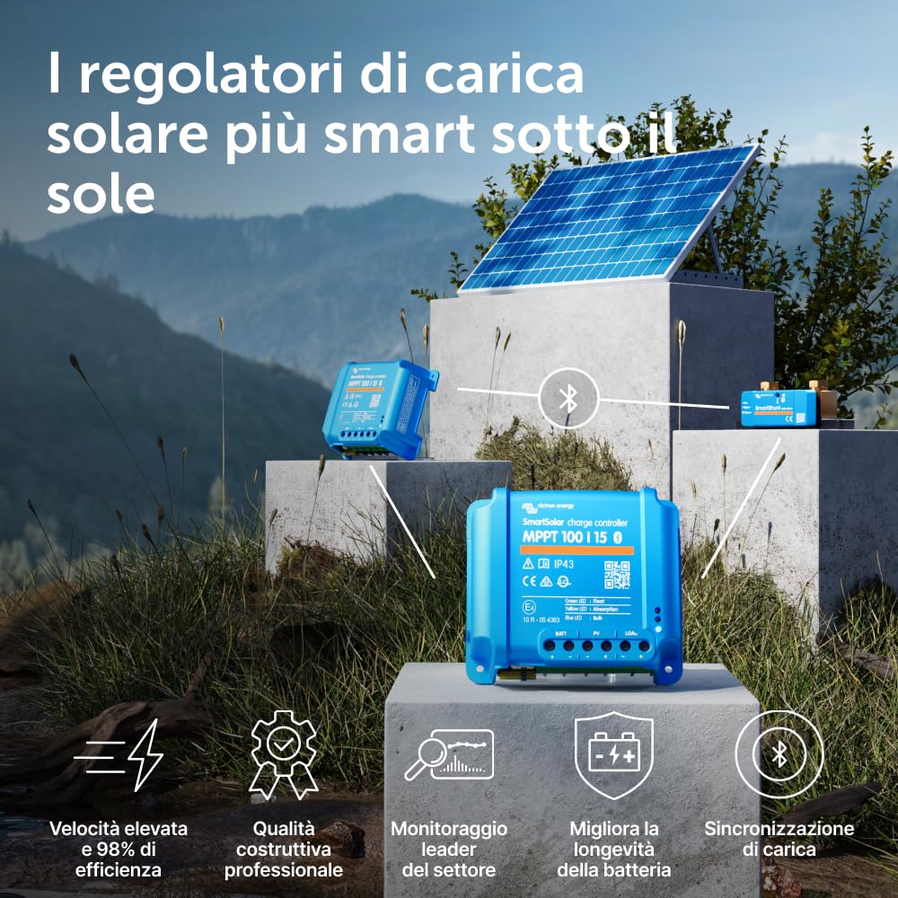 Victron Energy SmartSolar MPPT 100V 15 amp 12/24-Volt Regolatore di Carica Solare (Bluetooth)