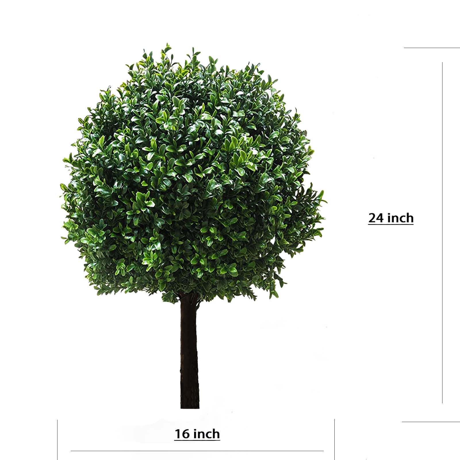 Two 24''T Outdoor Artificial Boxwood Ball Topiary Bushes Potted Plants,16 inches Wide Artificial Potted Shrubs for Indoor Outdoor Home Garden