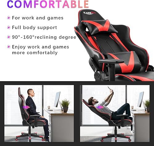 Miniatura 2 de Silla de juegos con respaldo alto, silla de escritorio para oficina en casa, estilo de carreras, cómoda silla de jugador con piel sintética y