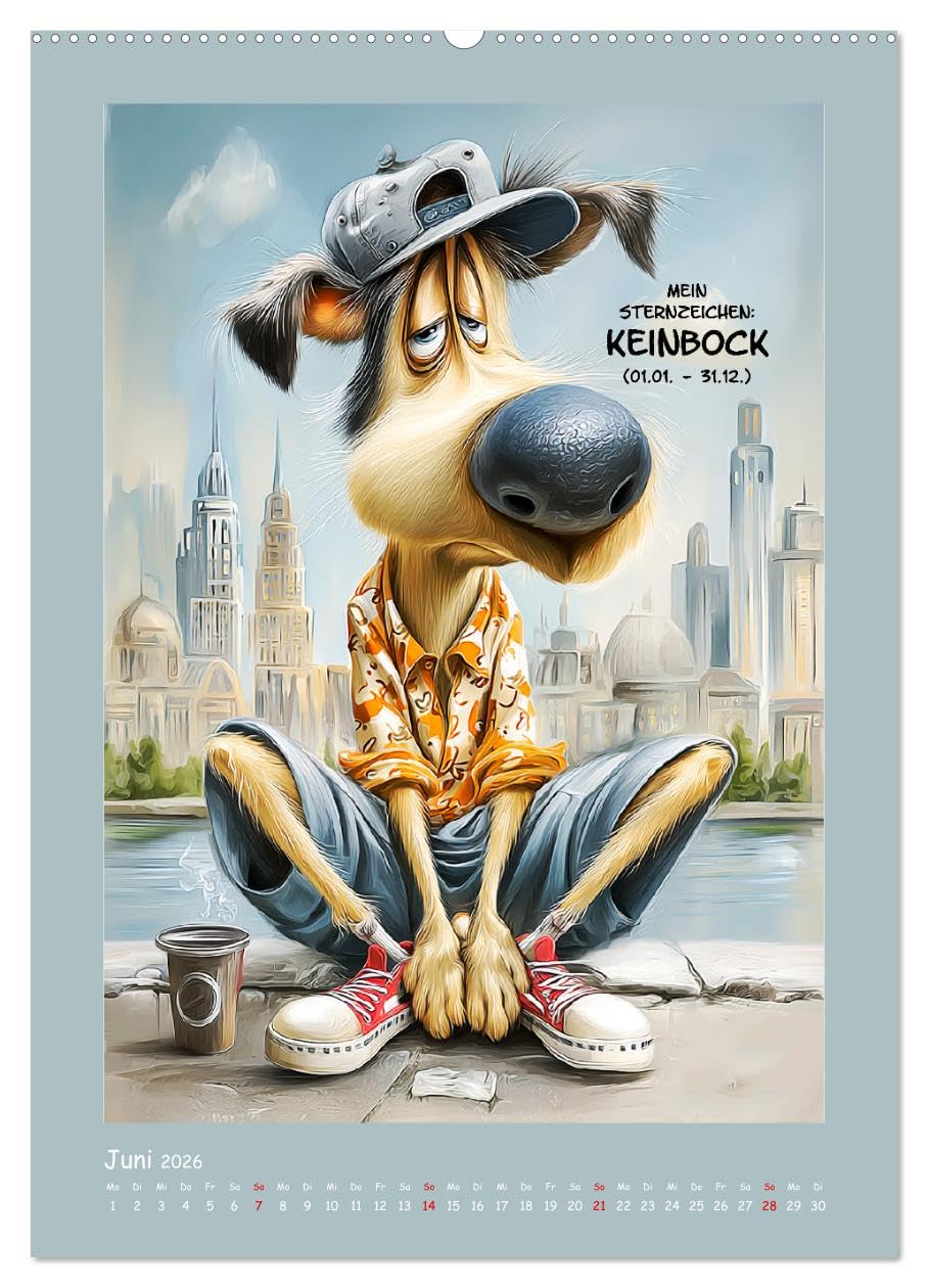 Hundstage. Bissiger Humor vom Feinsten (hochwertiger Premium Wandkalender 2026 DIN A2 hoch), Kunstdruck in Hochglanz: Ein urbaner Cartoon-Kalender, in ... durchs Jahr streunen (CALVENDO Spass)