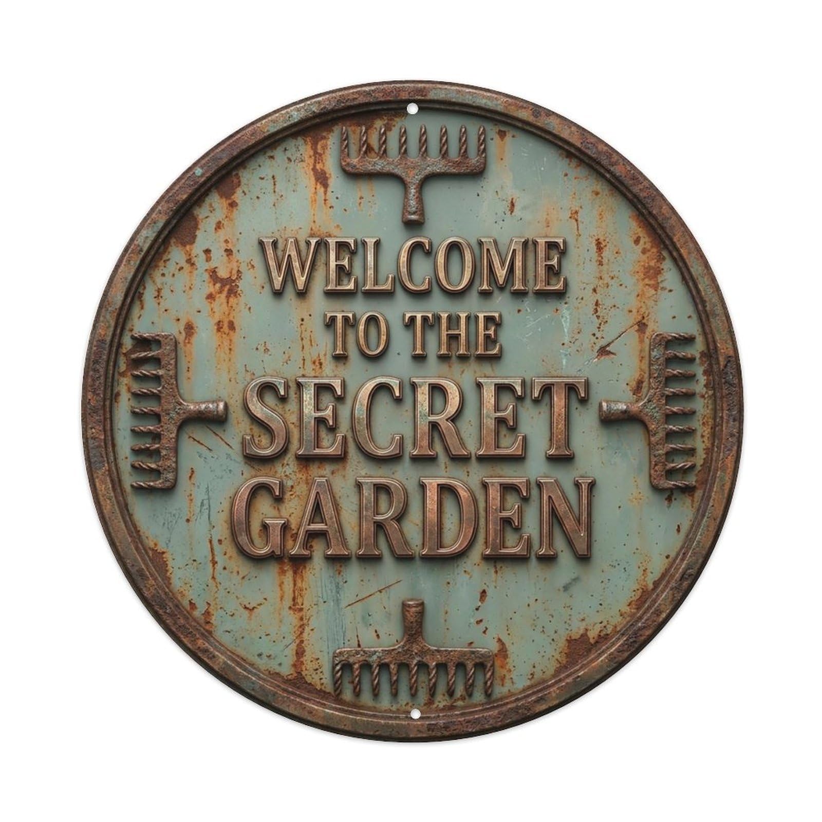 Vintage Welcome Secret Garden Iron Mist Corroded Metal Tin Sign
