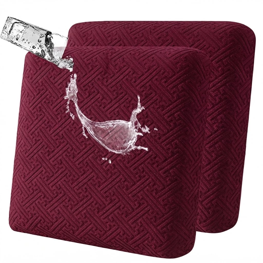 LiveGo Outdoor Patio Cushion Covers, Washable Replacement Slipcovers for Outdoor Sofa & Couch Cushions, Soft & Durable Seat Protectors for Patio Furniture (2, Wine red A) — image 1