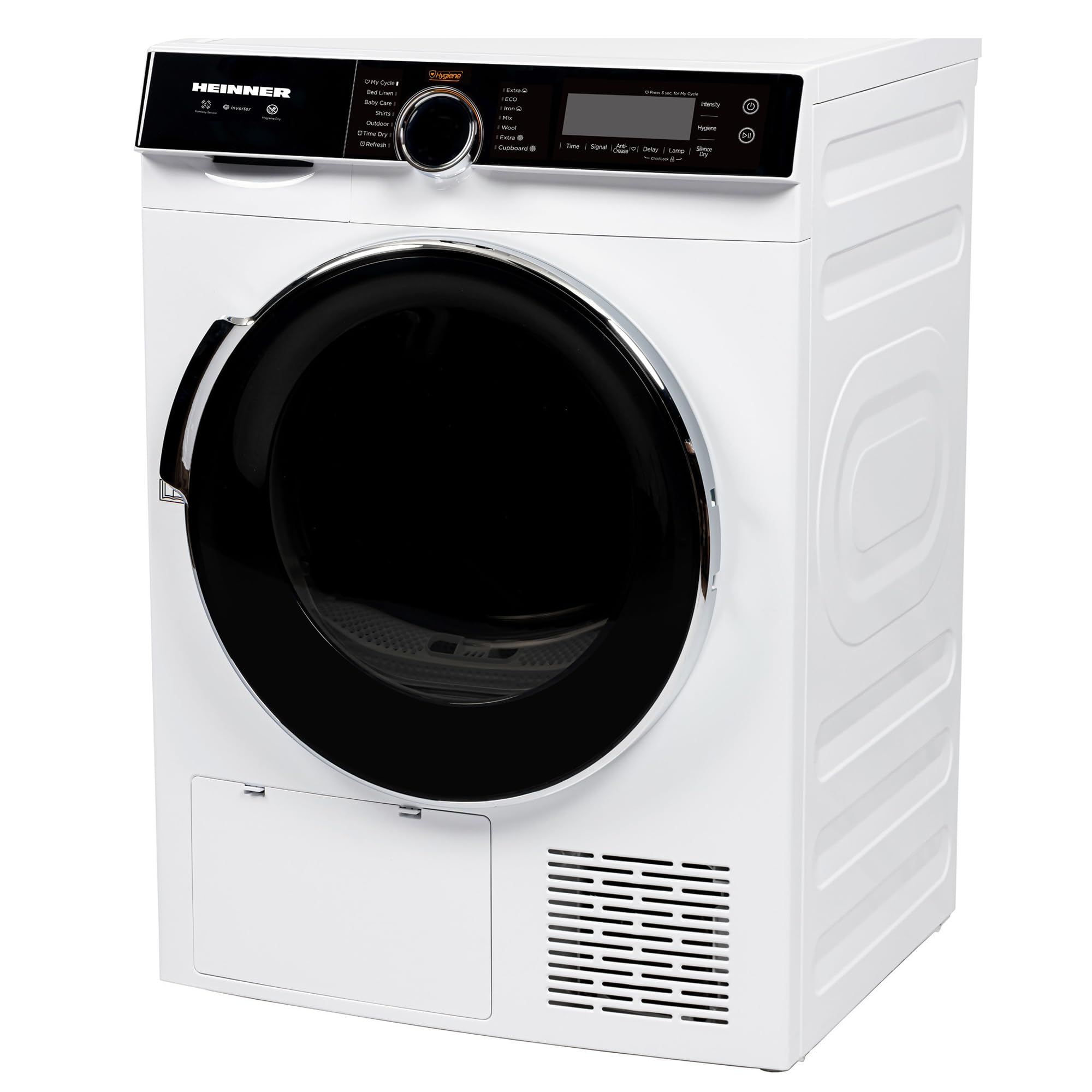 HHPD-M9K3A+++ Wärmepumpentrockner – 9 kg Fassungsvermögen, Energieklasse D, LED-Display, Sensor-Trocknung, 15 Programme, schonende Trocknung, Weißes Design, 5 Jahre Garantie