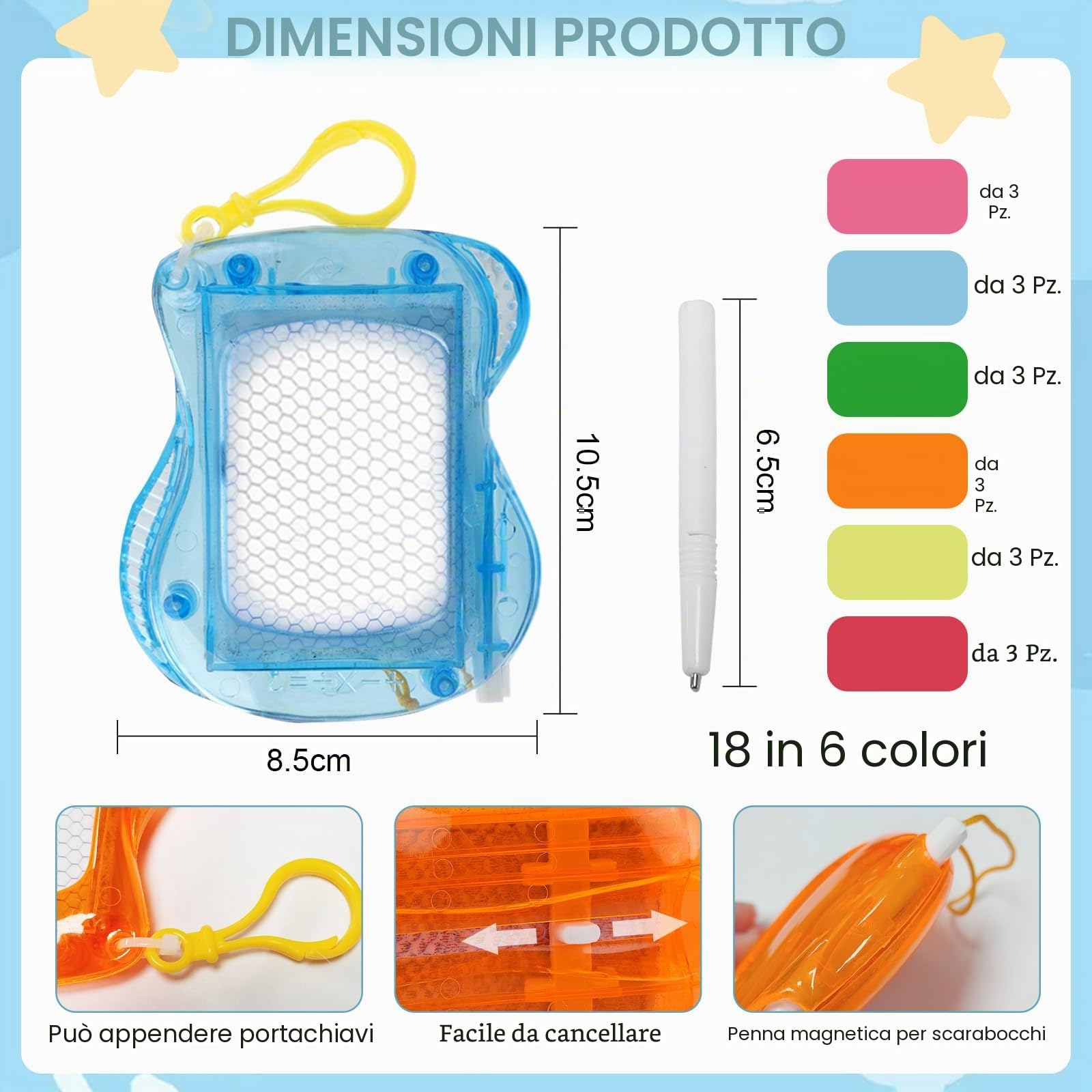 18 Pezzi Mini Lavagne Magnetiche da Disegno, Mini Lavagna Magica per Bambini, Lavagna Mmagica Bbomboniere, Compleanno Bambini Festa Riempitivi Portachiavi